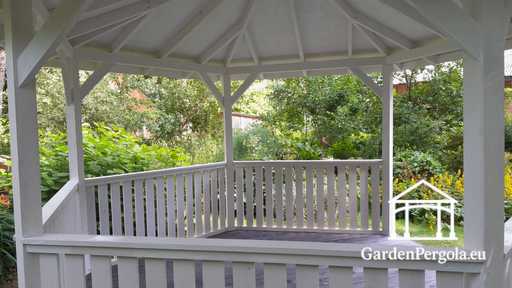 Cenador de jardín blanco de 6 lados