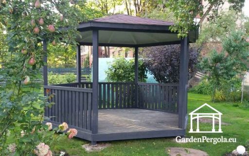 cenador de jardín hexagonal gris oscuro - garden gazebo pergola