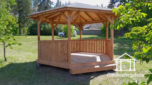cenador de jardín hexagonal marrón claro