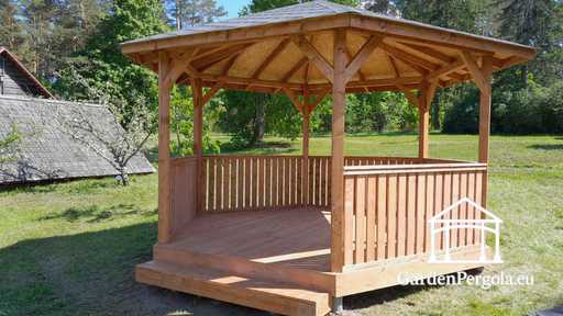 cenador de jardín hexagonal marrón claro - garden gazebo pergola