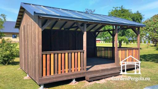 Cenador de jardín 4x6m con techo de metal a dos aguas - garden gazebo pergola