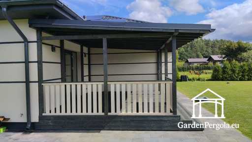 Cenador de jardín premium gris oscuro con techo de metal 4x6m