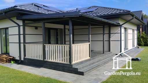 Cenador de jardín premium gris oscuro con techo de metal 4x6m