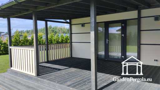Cenador de jardín premium gris oscuro con techo de metal 4x6m