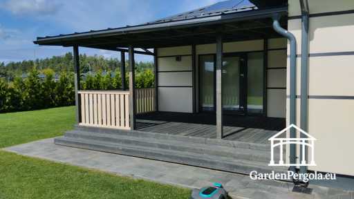 Cenador de jardín premium gris oscuro con techo de metal 4x6m