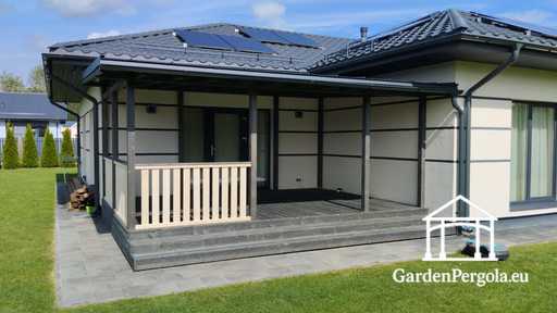 Cenador de jardín premium gris oscuro con techo de metal 4x6m - garden gazebo pergola