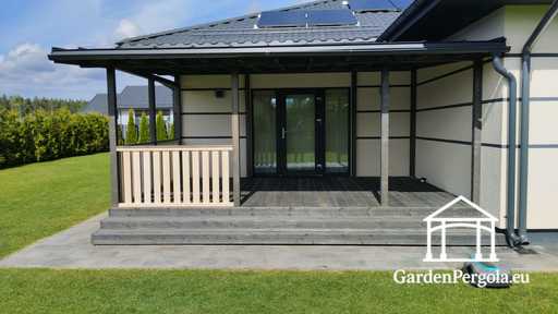 Cenador de jardín premium gris oscuro con techo de metal 4x6m