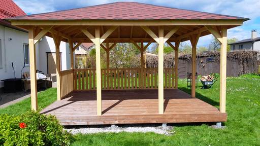 Gazebo de Jardín de Madera 4x4.5m — Acogedor, Espacioso y Perfecto para la Relajación al Aire Libre