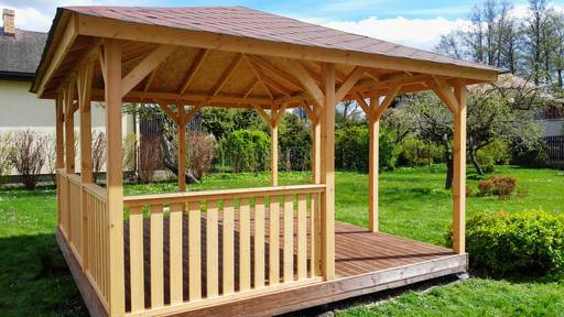 Gazebo de Jardín de Madera 4x4.5m — Acogedor, Espacioso y Perfecto para la Relajación al Aire Libre