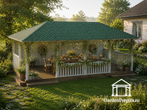 Gazebo de jardín de madera de 4x8 m