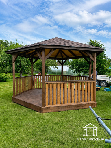 Cenador de Jardín de Madera de Seis Lados con Techo de Tejas — Acogedor, Práctico y Naturalmente Elegante - garden gazebo pergola