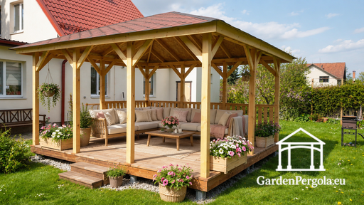 Gazebo de Jardín de Madera 4x4.5m — Acogedor, Espacioso y Perfecto para la Relajación al Aire Libre