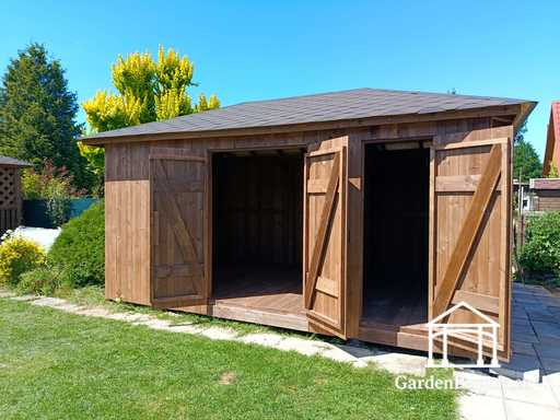 Cobertizo de Jardín de Madera a Medida de 3x5.5 m — Amplio Cobertizo de Almacenamiento con Puertas Dobles Anchas