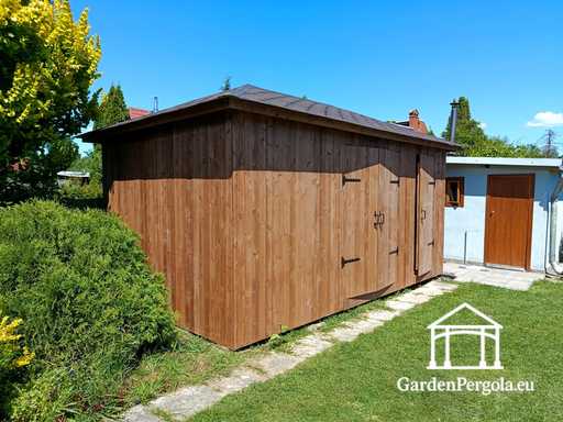 Cobertizo de Jardín de Madera a Medida de 3x5.5 m — Amplio Cobertizo de Almacenamiento con Puertas Dobles Anchas