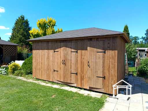 Cobertizo de Jardín de Madera a Medida de 3x5.5 m — Amplio Cobertizo de Almacenamiento con Puertas Dobles Anchas