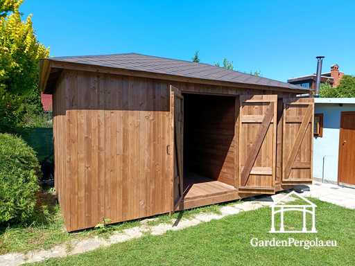 Cobertizo de Jardín de Madera a Medida de 3x5.5 m — Amplio Cobertizo de Almacenamiento con Puertas Dobles Anchas