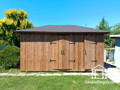 Cobertizo de Jardín de Madera a Medida de 3x5.5 m — Amplio Cobertizo de Almacenamiento con Puertas Dobles Anchas - garden gazebo pergola