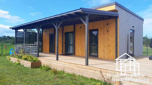 Extensión de Casa de Madera Natural con Terraza Cubierta - garden gazebo pergola