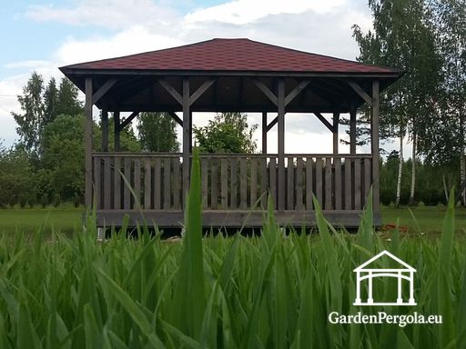 Gazebo de Jardín de Madera Gris Oscuro de 4x4.5 m - garden gazebo pergola