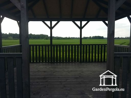 Gazebo de Jardín de Madera Gris Oscuro de 4x4.5 m