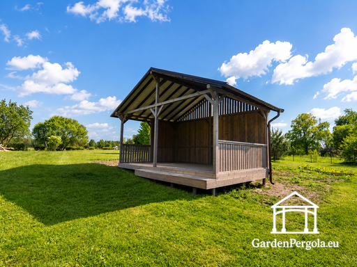 Pérgola de Jardín de Madera Gris de 4x6 m con Escalón - garden gazebo pergola