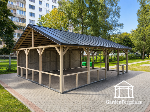 Gazebo de madera natural 6x8 m sin suelo - garden gazebo pergola