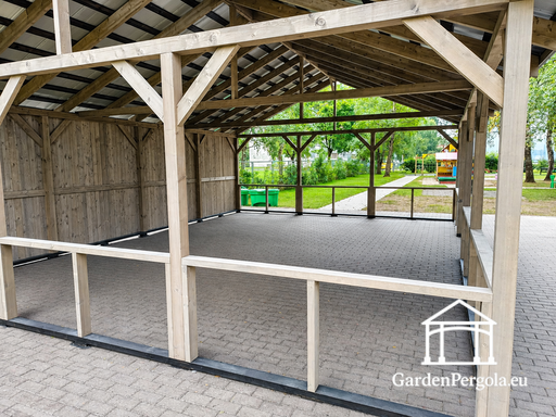 Gazebo de madera natural 6x8 m sin suelo