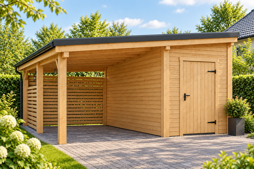 Cochera de madera de 4x5 m con un pequeño trastero - garden gazebo pergola